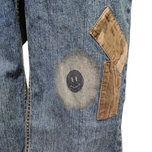 Vintage Faded Glory Girls Plus Jeans Flare Leg Camo Patch y2K Denim Blue Sz 16.5 - Picture 11 of 11